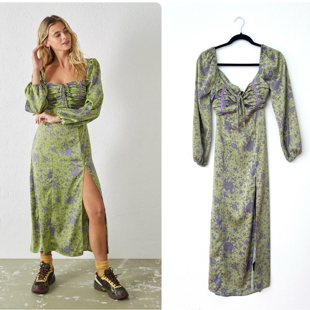 Urban Outfitters Kitty Ruched Bodice Midi Dress